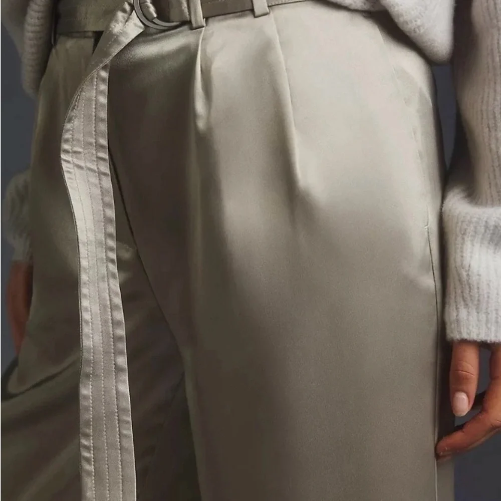 Maeve Satin Jogger Pants in Cream - Picture 2 of 7